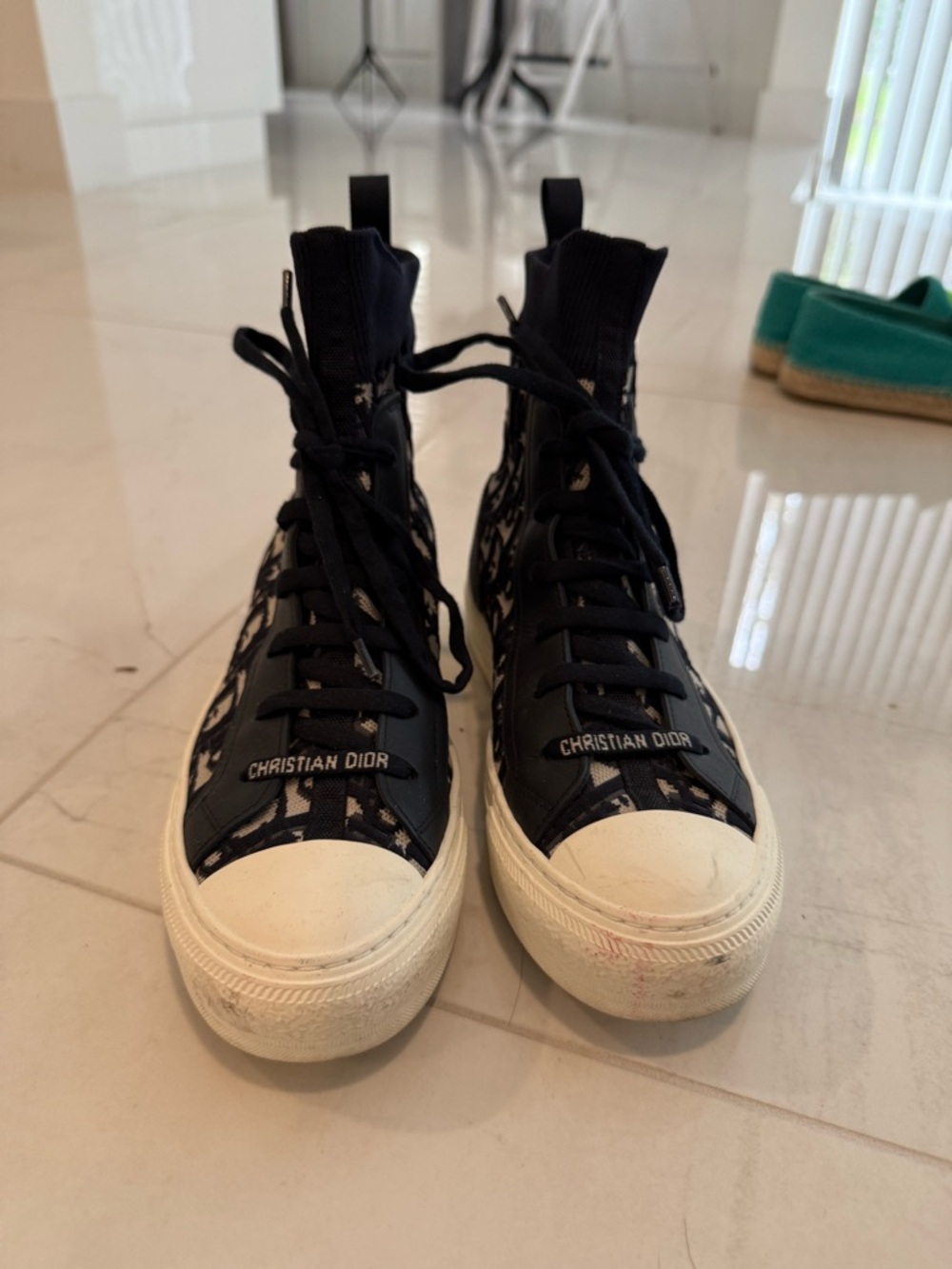 Christian Dior Navy Logo High-Top Sneakers
